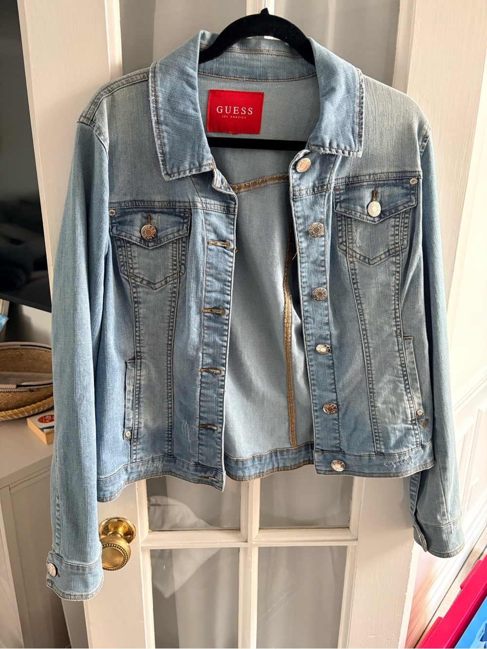 GUESS Red Logo Patch Light Blue Denim